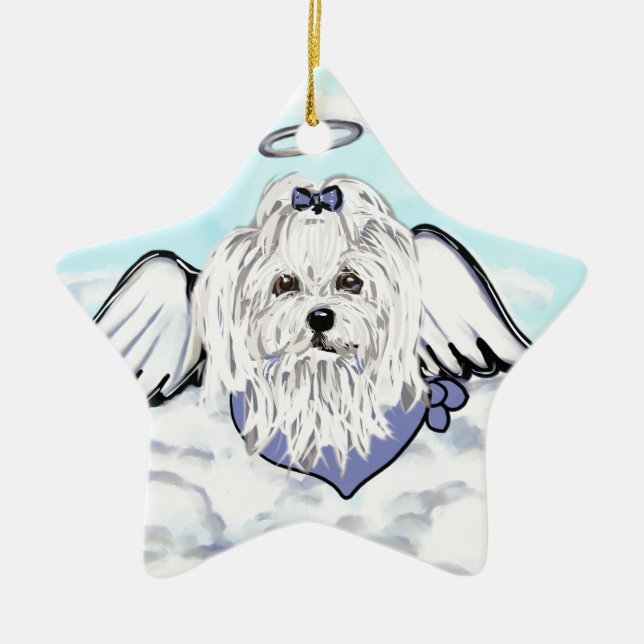 Maltese Angel Ceramic Tree Decoration (Front)