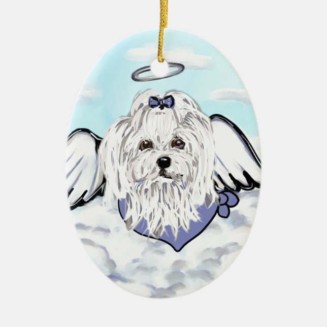 Maltese Angel Ceramic Tree Decoration (Front)