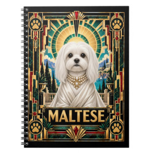Maltese, Art Deco Dog Notebook