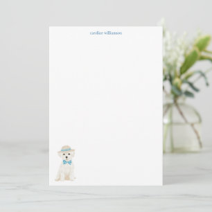 Maltese Bichon Dog Bow Personalised Stationery Card