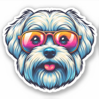Maltese Bow Tie Vinyl Sticker