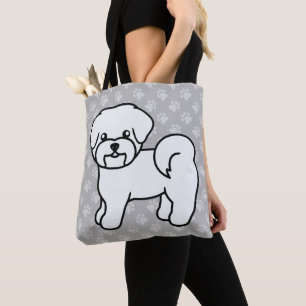 Maltese Breed Cartoon Dog Drawing Tote Bag
