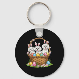 Maltese Bunny Easter Basket Egg Easter Day Womens Key Ring
