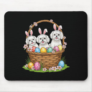 Maltese Bunny Easter Basket Egg Easter Day Womens Mouse Pad
