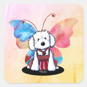 Maltese Butterfly KiniArt Square Sticker