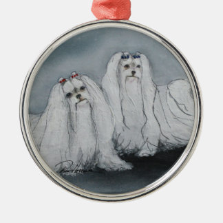 Maltese by Hevener Glass Ornament
