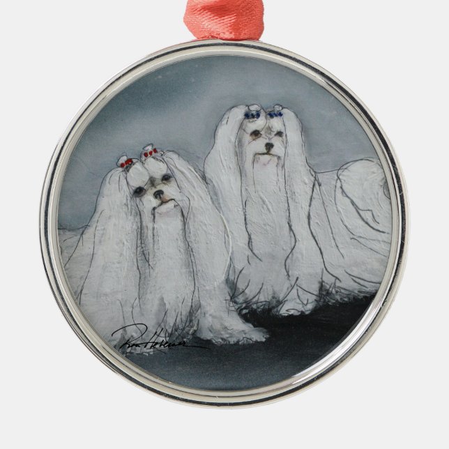 Maltese by Hevener Glass Ornament (Front)
