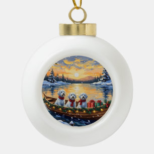 Maltese Christmas Boat Holiday Ceramic Ball Christmas Ornament