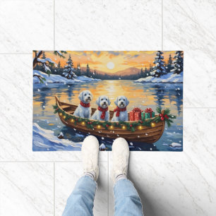 Maltese Christmas Boat Holiday Doormat