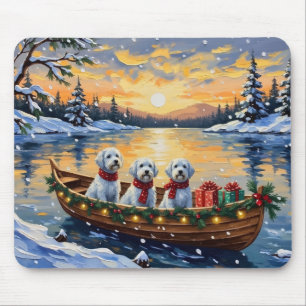 Maltese Christmas Boat Holiday Mouse Pad