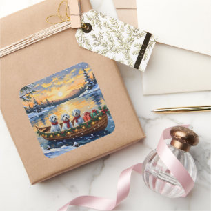 Maltese Christmas Boat Holiday Square Sticker