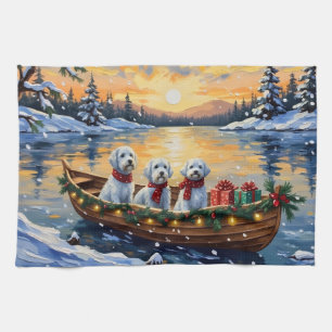 Maltese Christmas Boat Holiday Tea Towel