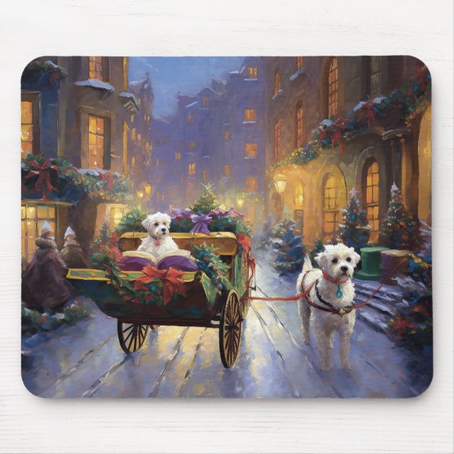 Maltese Christmas Festive Season Mouse Pad (Front)