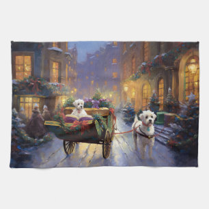 Maltese Christmas Festive Season Tea Towel
