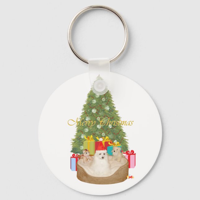 Maltese Christmas Key Ring (Front)