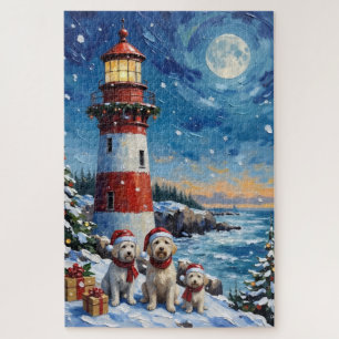 Maltese Christmas Lighthouse Holiday Jigsaw Puzzle