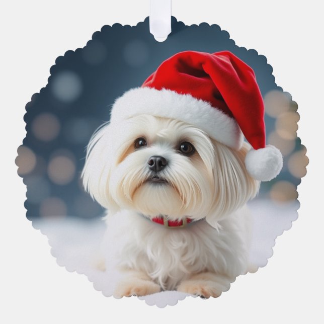 Maltese Christmas Ornament (Front)