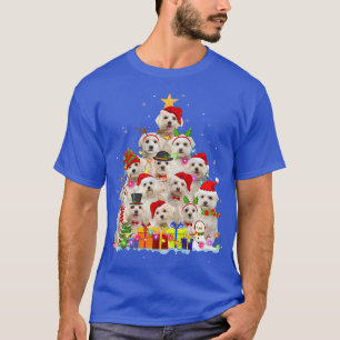 Maltese Christmas Tree Light Pajama Matching Famil T-Shirt