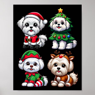 Maltese Christmas Tree Santa Elf Costume Dog 1 Poster