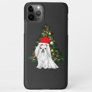 Maltese Christmas, Xmas Maltese Dog with Santa hat iPhone 11Pro Max Case