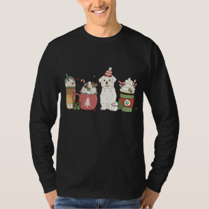 Maltese Coffee Latte Winter Christmas Dog Mum Holi T-Shirt