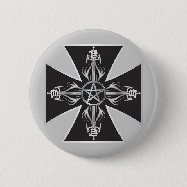 Maltese Cross 6 Cm Round Badge (Front)
