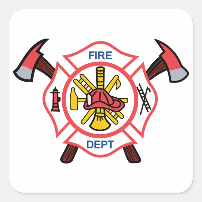 Maltese Cross Fire Dept Square Sticker (Front)