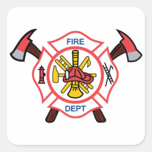 Maltese Cross Fire Dept Square Sticker