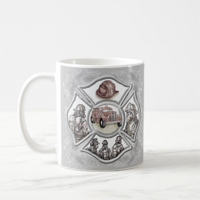 Maltese cross firefighter custom mug (Left)