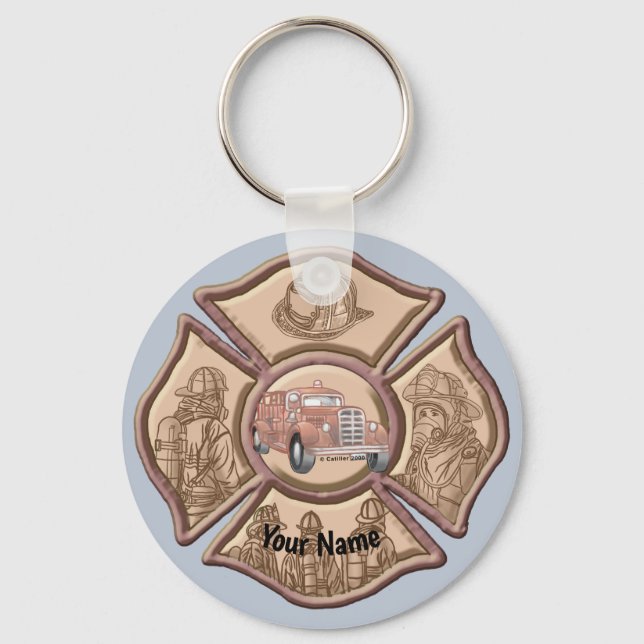 Maltese Cross Firefighter Key Ring (Front)