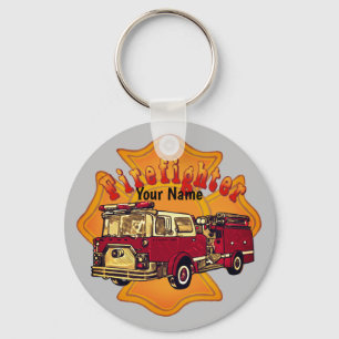 Maltese Cross Firetruck firefighter  Key Ring