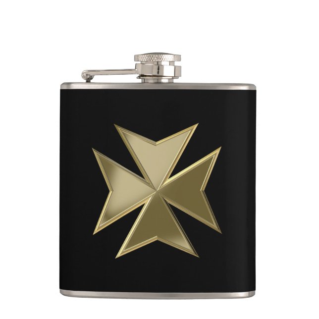 Maltese cross hip flask (Front)