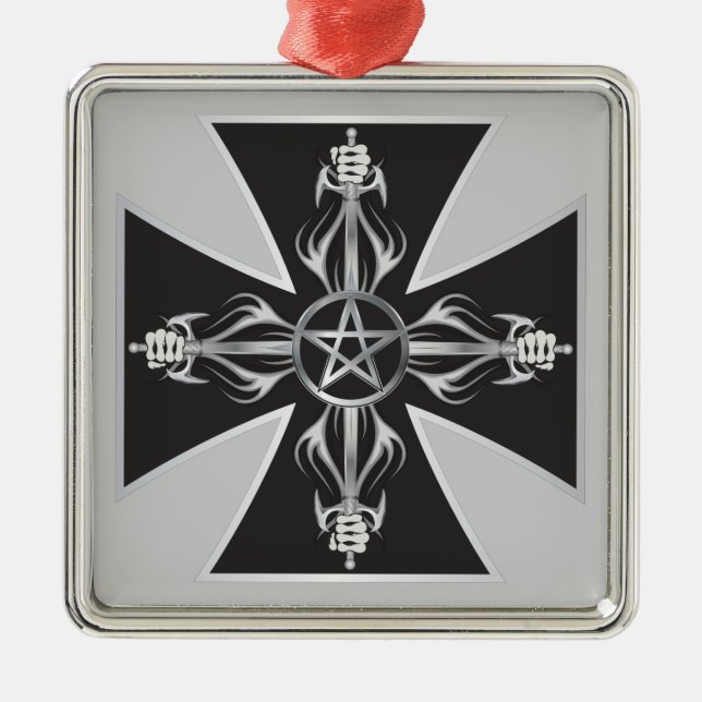 Maltese Cross Metal Tree Decoration (Front)