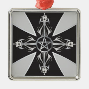 Maltese Cross Metal Tree Decoration
