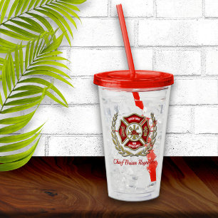 Maltese Cross Personalised Firefighter Acrylic Tumbler