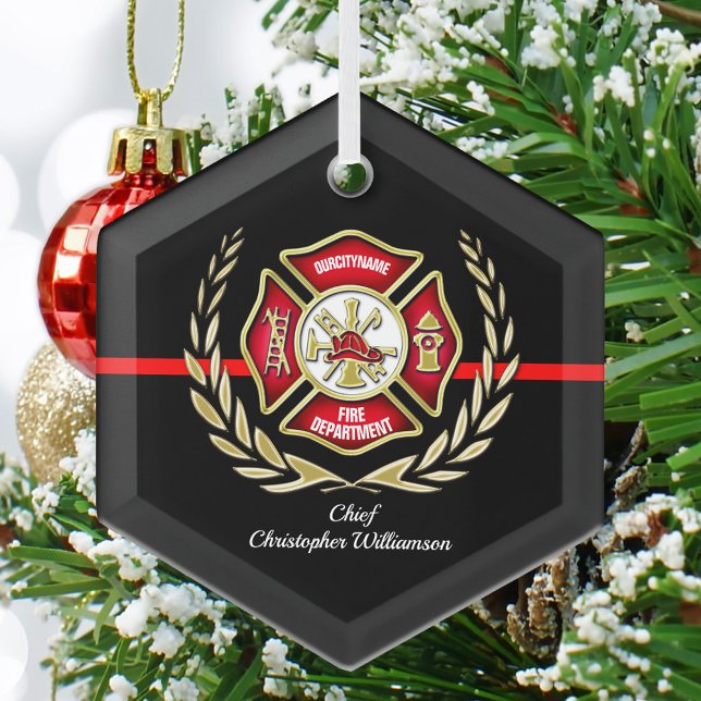 Maltese Cross Personalised Firefighter Ornament (Creator Uploaded)