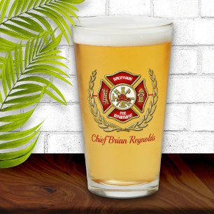 Maltese Cross Personalised Firefighter Pint Glass