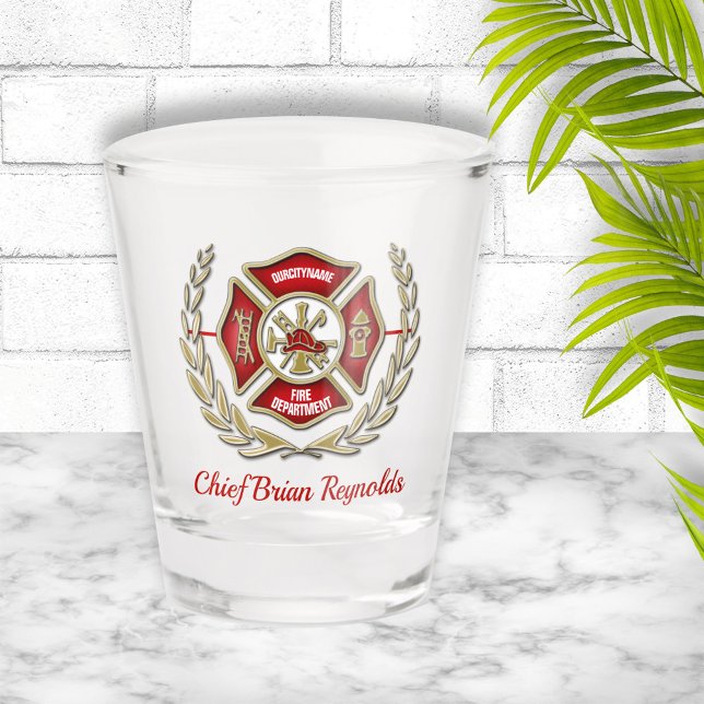 Maltese Cross Personalized Firefighter Shot Glass (Creator Uploaded)