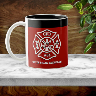 Maltese Cross Personalized Firefighter Two-Tone Coffee Mug