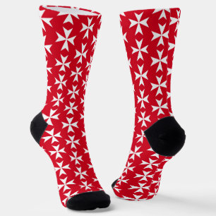 Maltese Cross Red and White Socks
