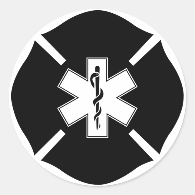 Maltese Cross & Star of Life Classic Round Sticker (Front)