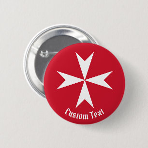 Maltese Cross Symbol 6 Cm Round Badge