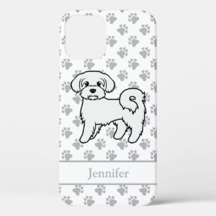 Maltese Cute Cartoon Dog Drawing & Name iPhone 12 Case