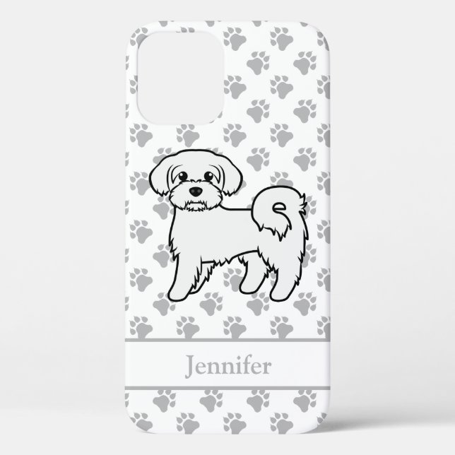 Maltese Cute Cartoon Dog Drawing & Name Case-Mate iPhone Case (Back)