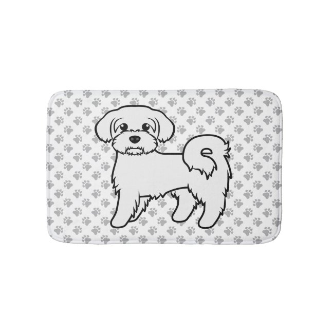 Maltese Cute Cartoon Dog Illustration Bath Mat (Front)