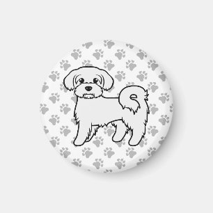 Maltese Cute Cartoon Dog Illustration Magnet