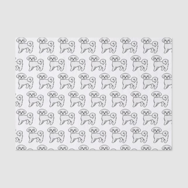 Maltese Cute Cartoon Dog Illustration Pattern Tissue Paper (Front)