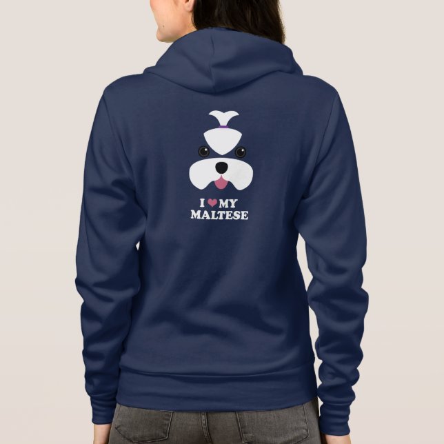 Maltese cutesy face with slogan hoodie (Back)