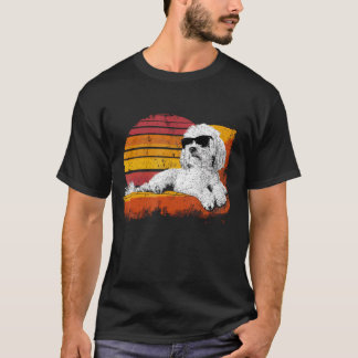 Maltese Dad Funny Dog Sunglasses Vintage Fathers T-Shirt
