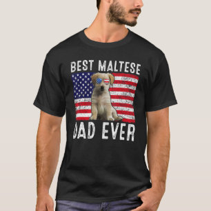 Maltese Dad Usa American Flag Maltese Dog  Owner T-Shirt